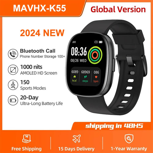 For Android Xiaomi Sport GPS Smart Watch Women 1.83'' HD AMOLED Full