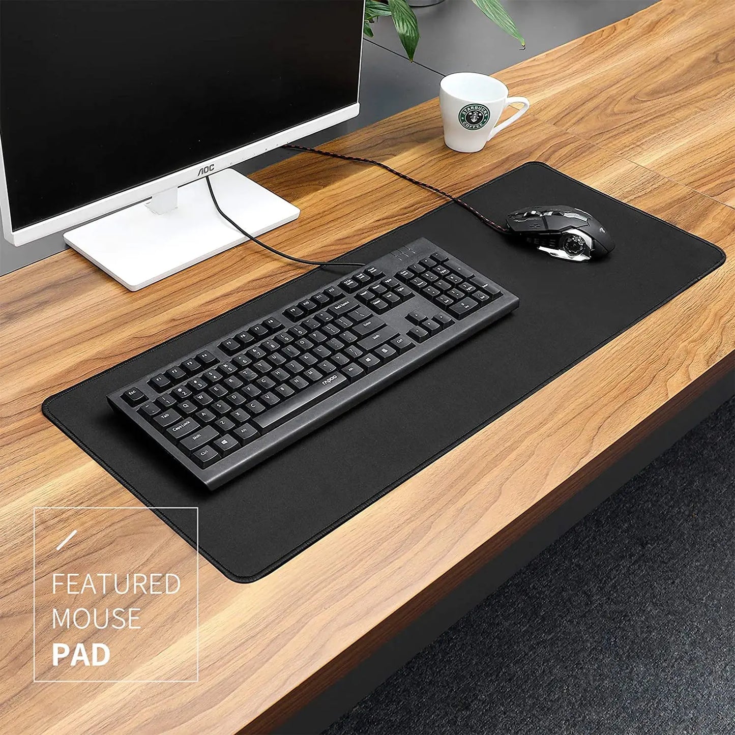 XXL Mouse Pad Black Mousepad Gamer Lager Computer PC Desk Mat 900X400