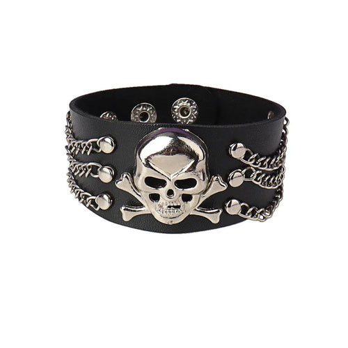 2022 PU Leather Studded Bracelet Punk Bracelet Adjustable Goth Cuff