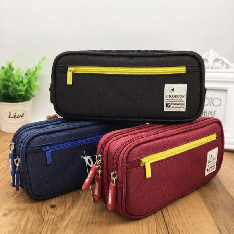 1 Pcs Black Large Capacity Pencil Case Stationery Cute Boy Girl Gift