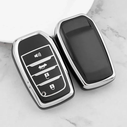 Silver Tpu Car Key Case Cover Shell for Toyota Fortuner Rav4