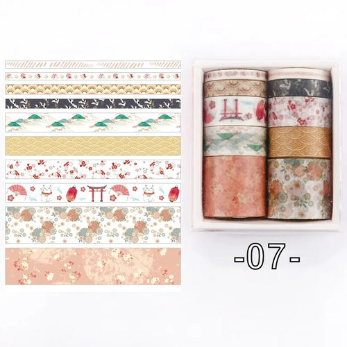 10 Rolls/box 11 Models Washi Tape Cute Illustration Style Decorative