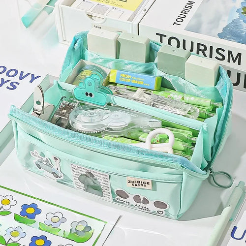 10-tier Card-pibara High-capacity Transparent Pen Bag with Beautiful
