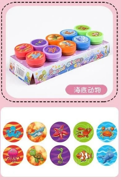 10pcs Assorted Stamps for Kids Self-ink Stamps Children Toy Stamps