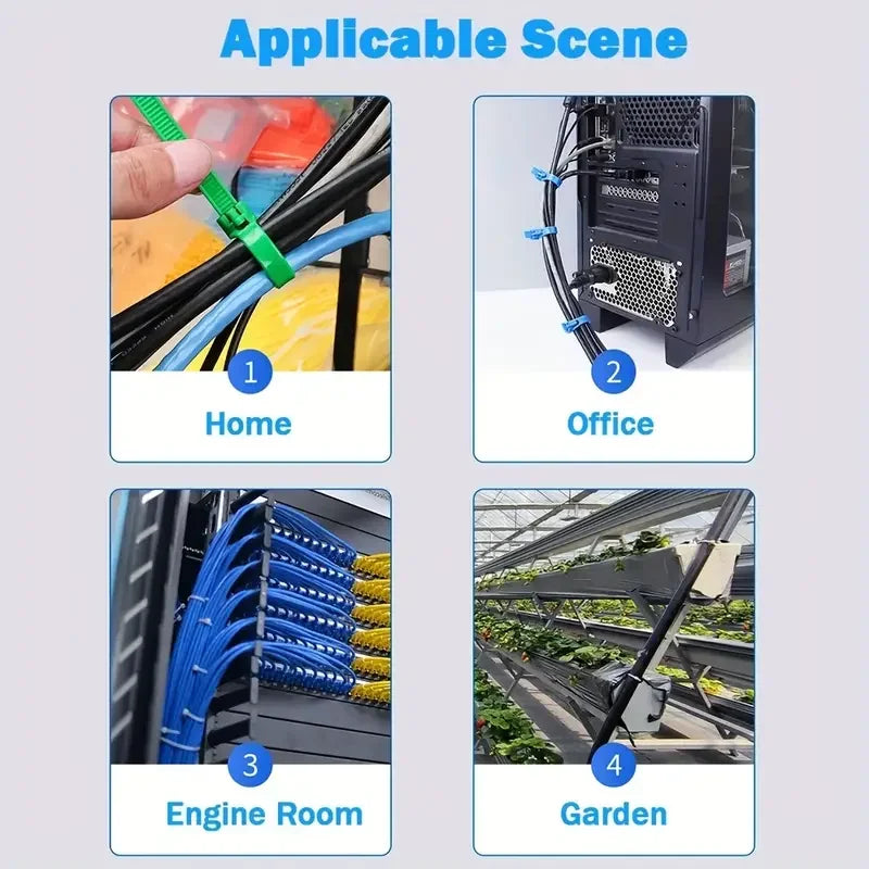 100 Reusable Cable Ties, Cable Lock Loop Nylon Ties Removable,