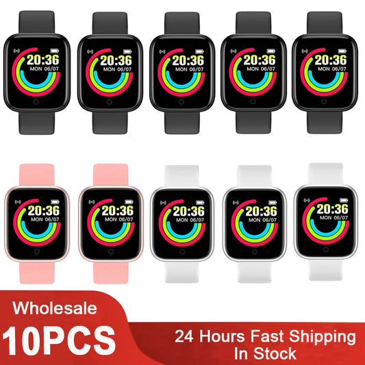 10Pcs D20 Smart Watch for Men Women Smartwatch Y68 Fitness Tracker
