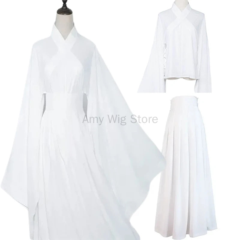 Women's Traditional Chinese Costume Flowy Hanfu Lady Women Men White