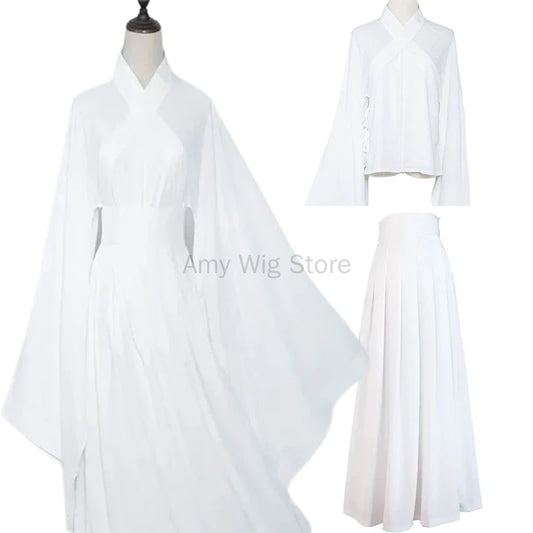 Women's Traditional Chinese Costume Flowy Hanfu Lady Women Men White