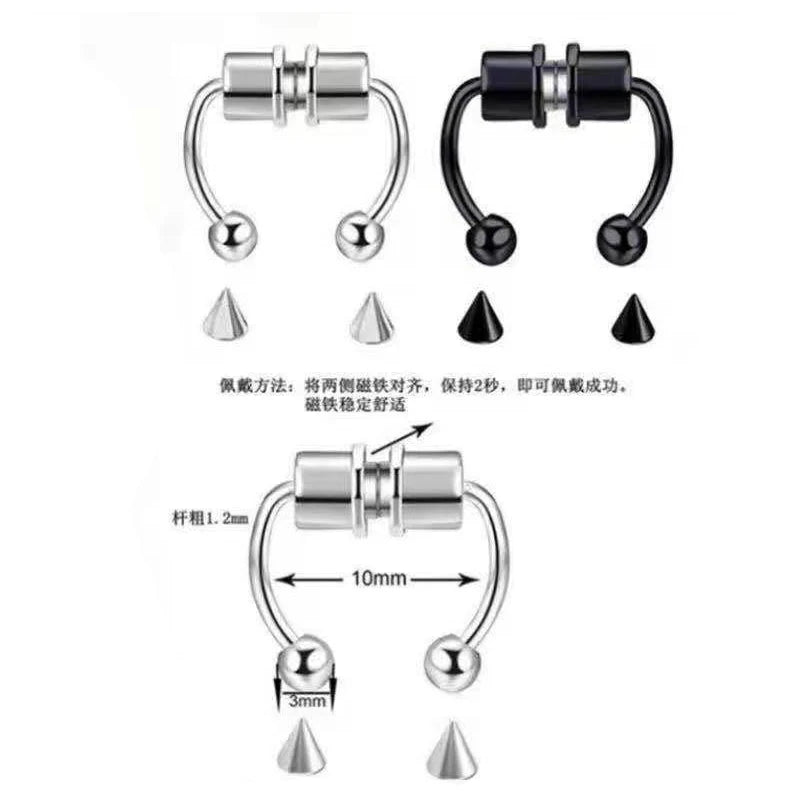1 Pc of Fashionable Punk Stainless Steel Magnet Self-priming Nose
