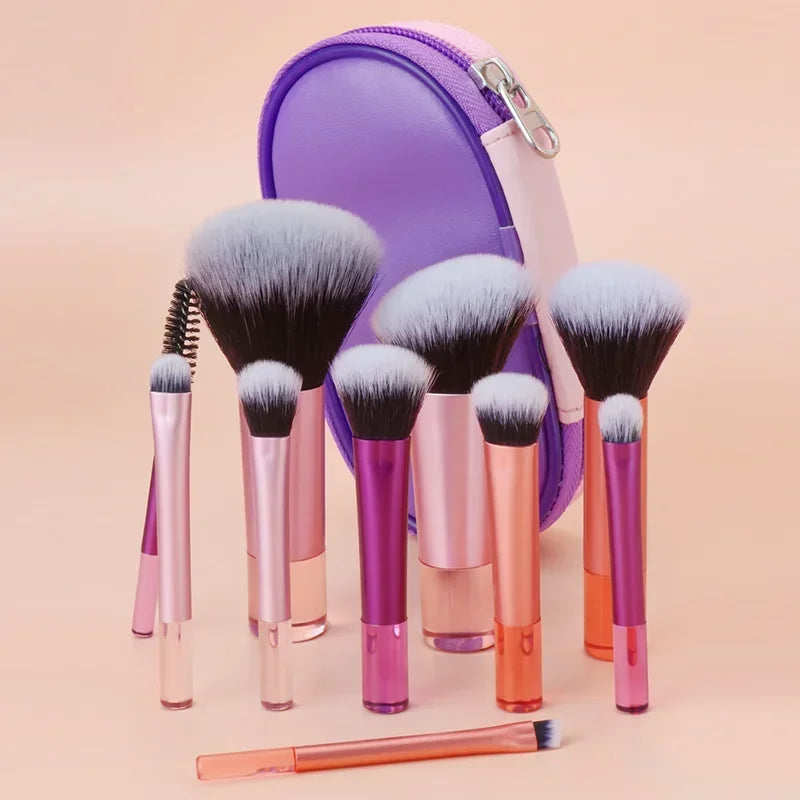 10pcs Mini Makeup Brush Set Powder Eyeshadow Foundation Blush Blender