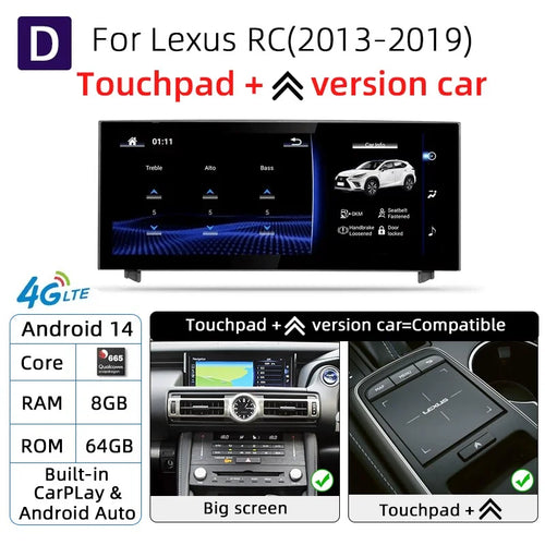 Nunoo Android 14 Wireless Carplay Auto Radio For Lexus IS RC 200 250