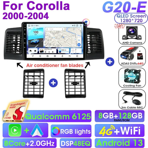 Android 12 Car Radio Qualcomm SM6125 For Toyota Corolla E120 2000 -