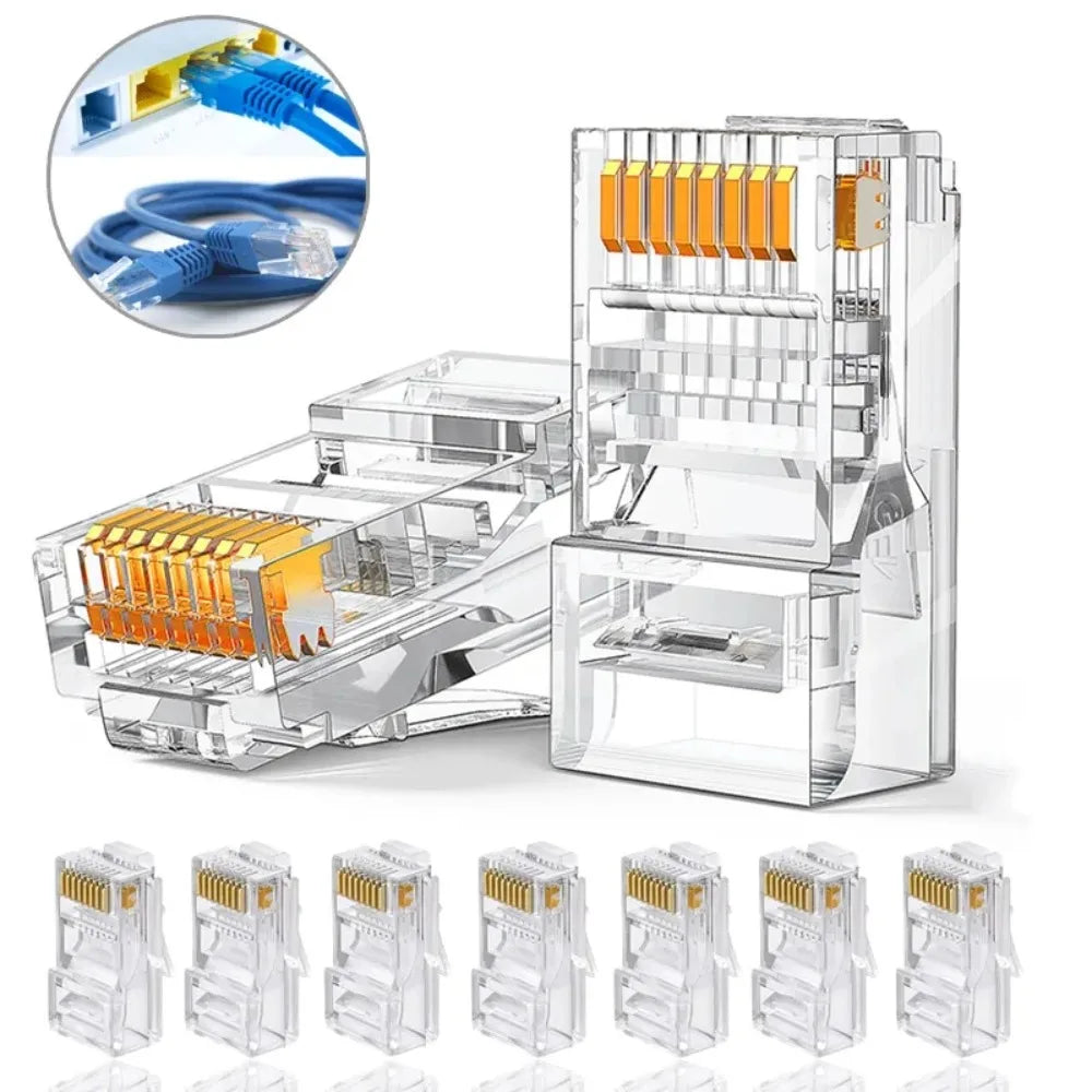100PC RJ45 Ethernet Cables Module Plug Network Connector Crystal Heads