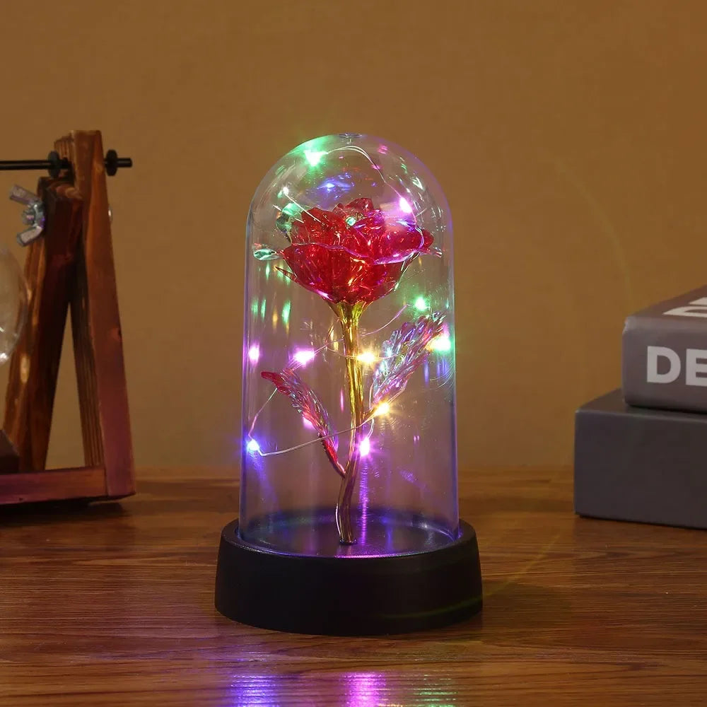 Valentines Day Gift for Girlfriend Eternal Rose LED Light Foil Flower