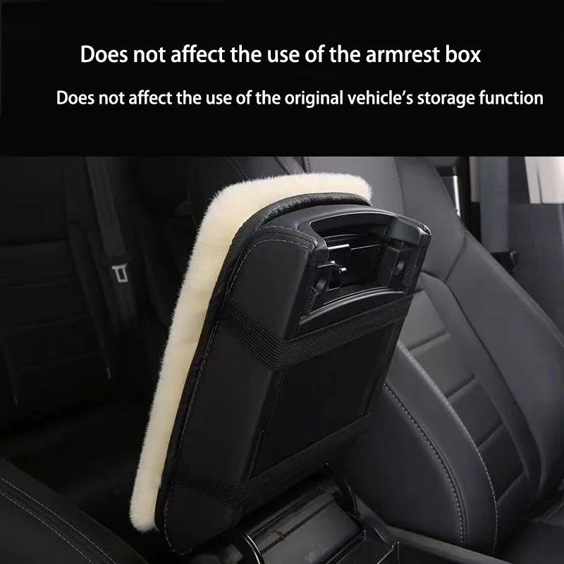 Plush Car Armrest Box Cushion Warm Center Console Arm Cover Pads
