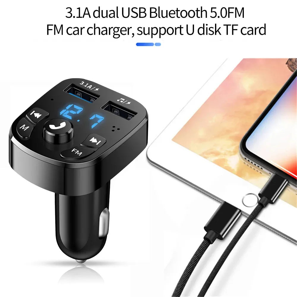 Car Charger FM Transmitter Bluetooth Audio Dual USB Car MP3 Player