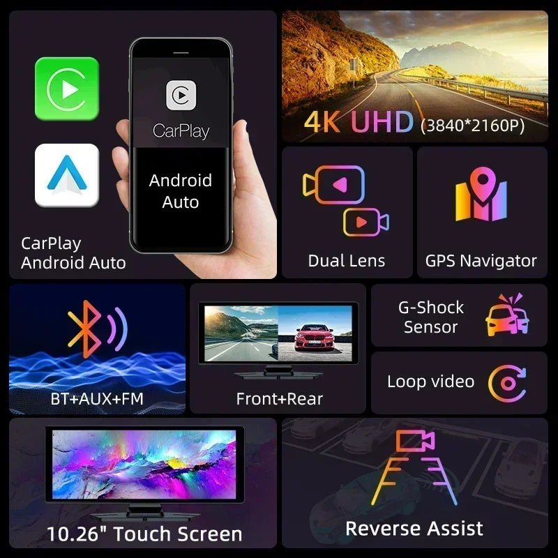 10.26'' Universal Portable Carplay Car Screen Wireless Carplay Screen