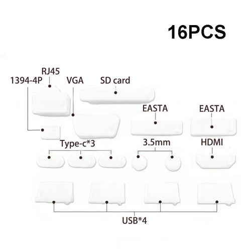 16pcs Colorful Anti Dust Plug for Laptop Silicone Cover Stopper