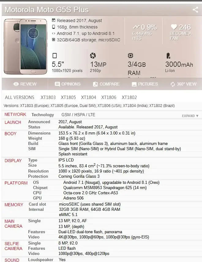 100% Tested For Motorola Moto G5S Plus G5 Plus LCD Display Touch