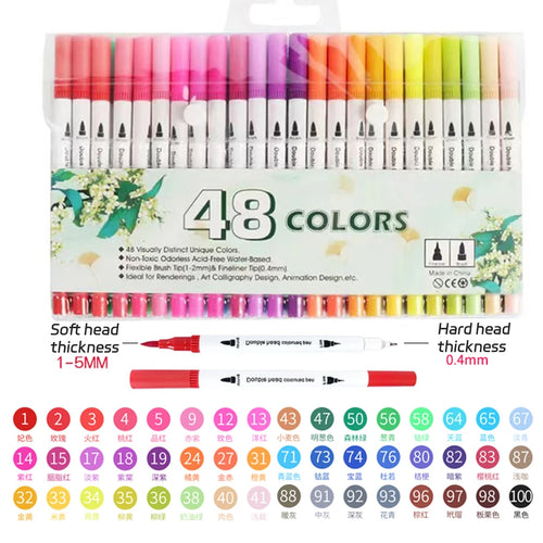 12-262 Colores Double Pen Tip Markers Brush Pens Set Painting