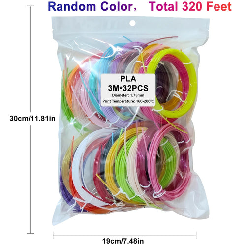 32 Colors 3D Pen Filament 1.75mm PLA, Each Color 10Feet(3m), Total 320