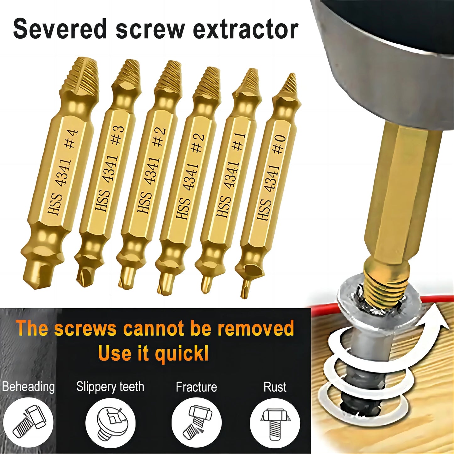 6pcs Damaged Screw Extractor Set: Double Head Screw Remover Tools for