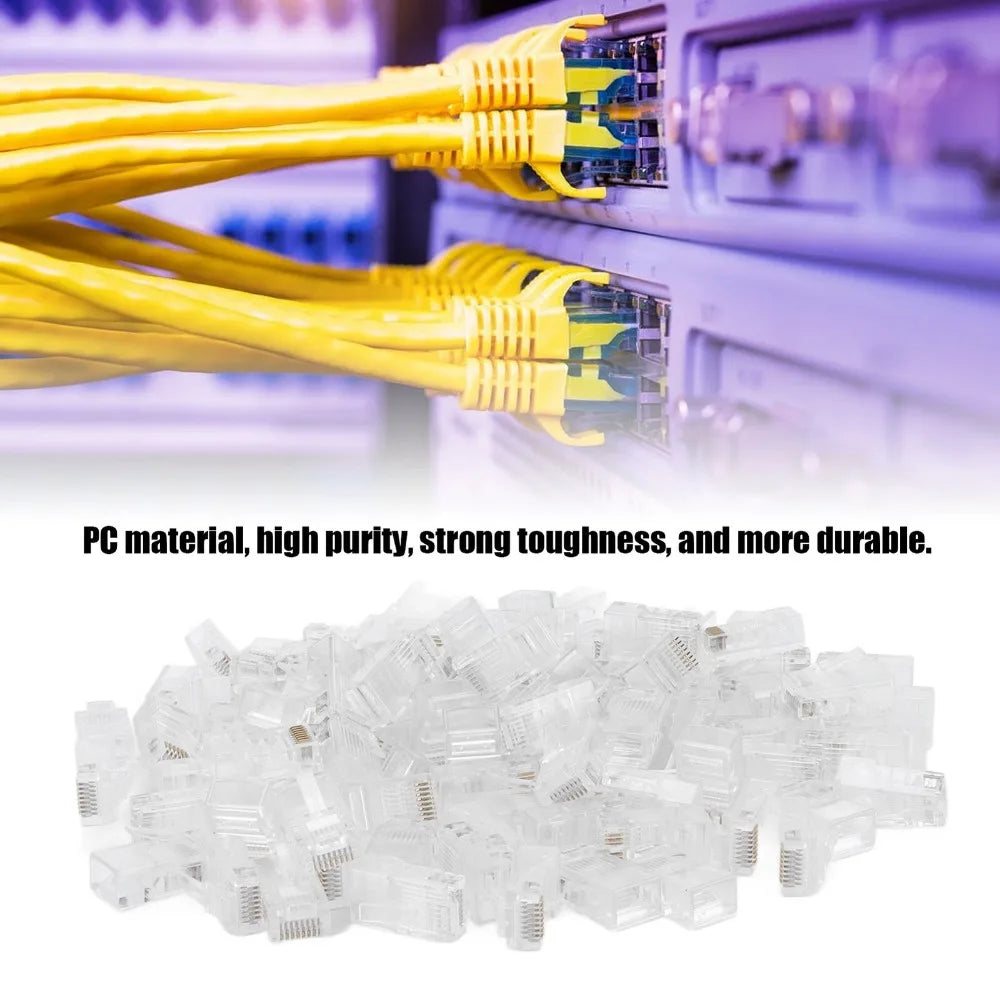 100PC RJ45 Ethernet Cables Module Plug Network Connector Crystal Heads