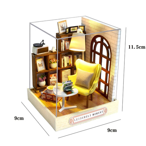 Wooden Miniature Doll House DIY Small House Kit Making Room Toys 3D