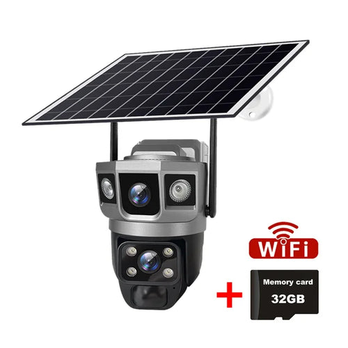 V380 Pro 12MP Solar WIFI IP Camera CCTV Two Lens Three Screen Auto