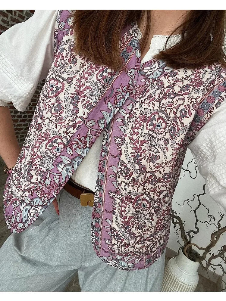Women's Printed Cotton Vest Girl's Cute and Comfortable Jacket
