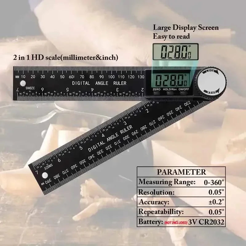 1 PC 2 in 1 Digital Angle Detector Scale Suitable for Woodworking