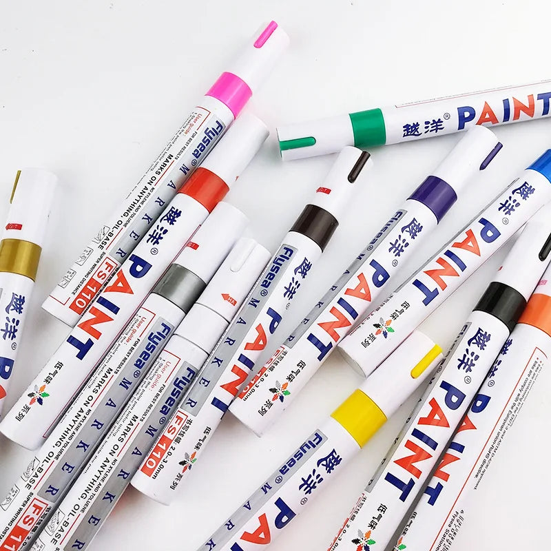 12 Color White Waterproof Rubber Permanent Paint Marker Drawing Car