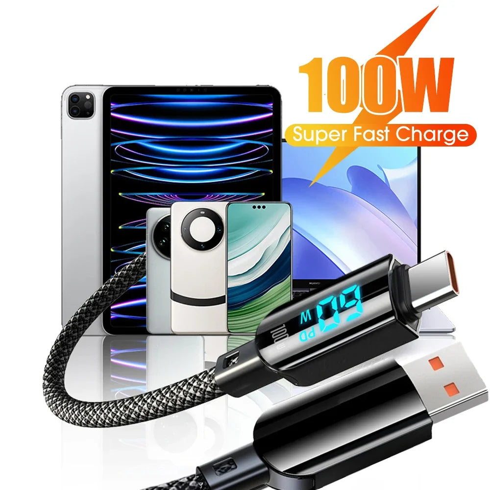 USB C 100W Super Quick Charging Data Cable Sturdy Nylon Braid Type C