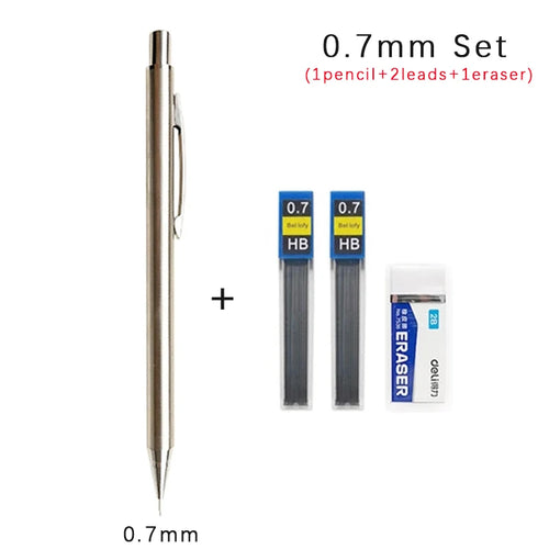 0.3 0.5 0.7 0.9 2.0mm Full Metal Mechanical Pencil Set School Art