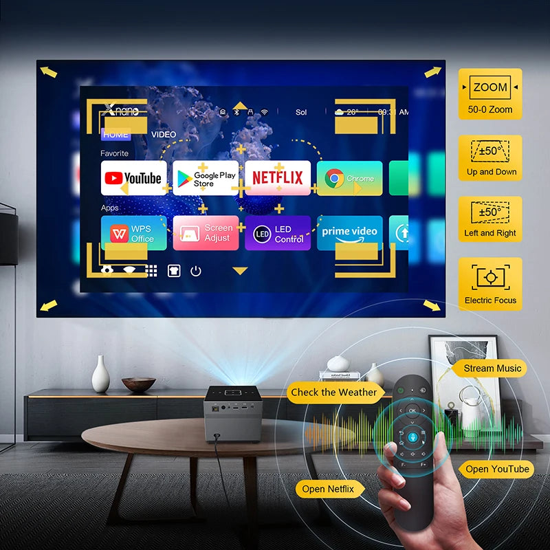 XNANO 300ANSI Projector 8K/4k WiFi 5G Voice Remote Portable Smart