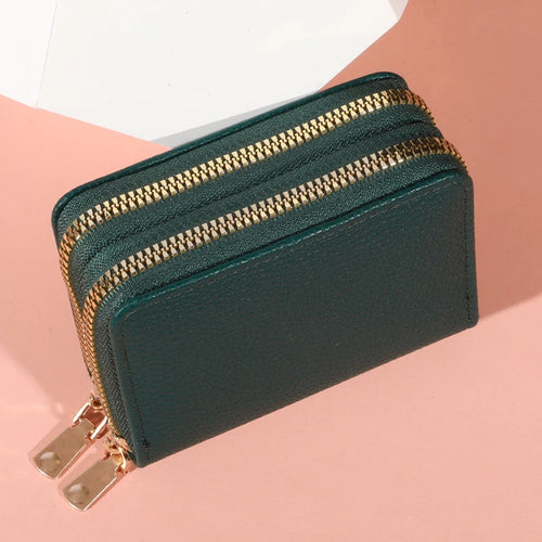 Women Zipper Short Style Purse LycheePattern Fashion Large Capacity