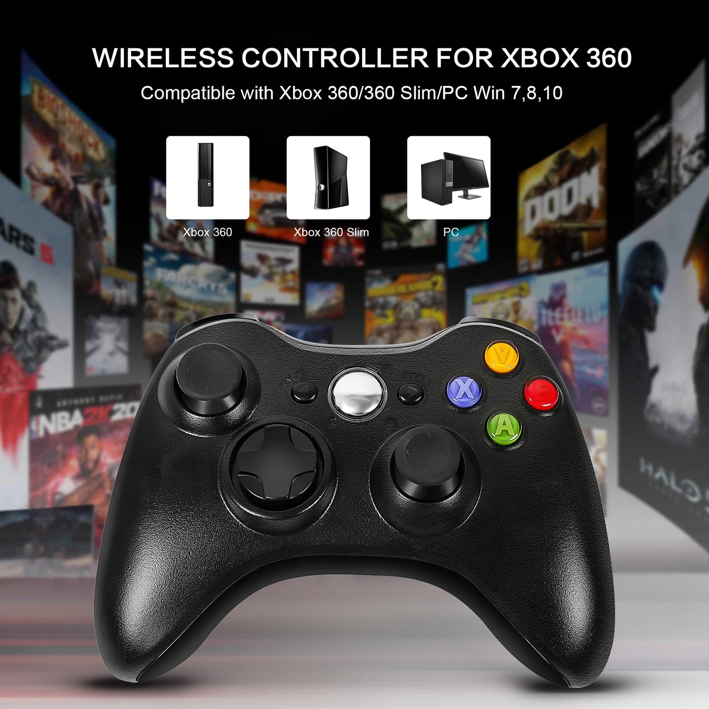 Xbox 360 Gamepad Wireless/Wired Controller Supports Xbox 360/360