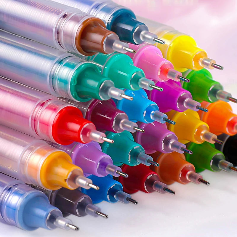 10 Colors Straight liquid Gel Pen Quick-drying Large-capacity Colorful