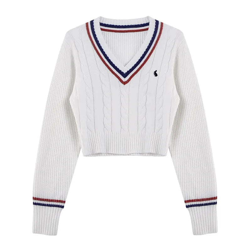 YuooMuoo Korean Fashion Sweaters Women Autumn V-neck Y2K Cartoon