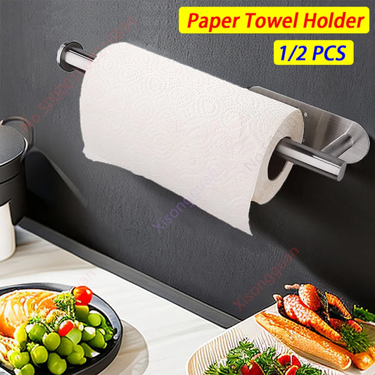 1/2PCS Kitchen Paper Towel Holder Toilet Paper Holder Adhesive Tissue