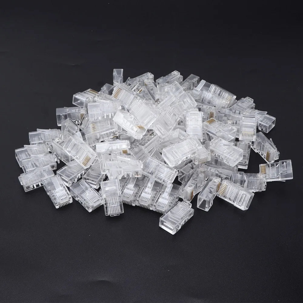 100PC RJ45 Ethernet Cables Module Plug Network Connector Crystal Heads