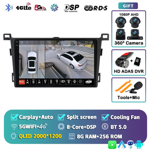 Android 14 Carplay For Toyota RAV4 Rav 4 2013 2014 2015 2016 2017 2018