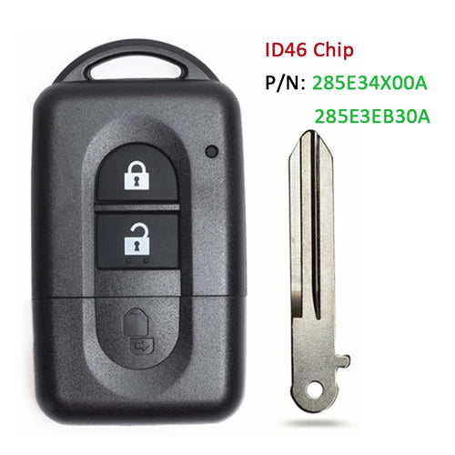 DIYKEY 2 Buttons Keyless Remote Key 433MHz PCF7936 Chip For Nissan