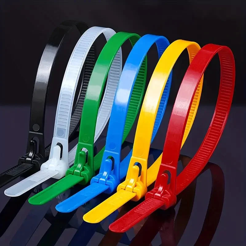 100 Reusable Cable Ties, Cable Lock Loop Nylon Ties Removable,