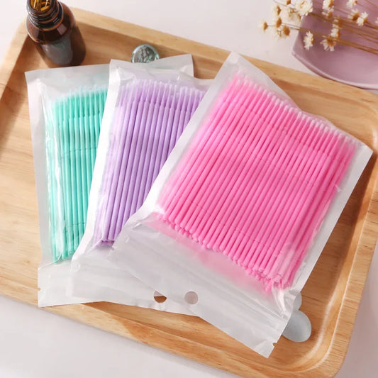 100 pcs Disposable Micro Brush Mascara Wands Applicator Lash Removing