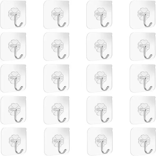 1-10PCS Transparent Stainless Steel Strong Self Adhesive Hooks Key