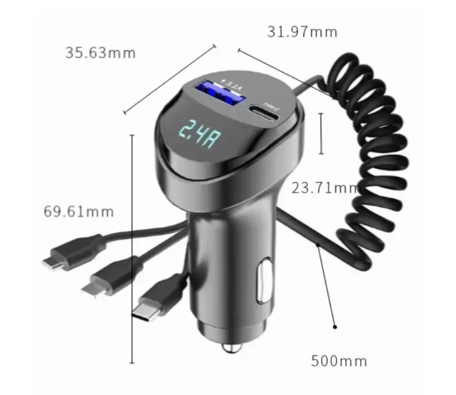 VIKEFON 55W 2 Ports USB Fast Car Phone Charger 3.1A with Voltage