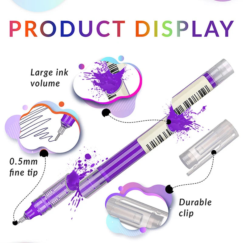 10 Colors Straight liquid Gel Pen Quick-drying Large-capacity Colorful