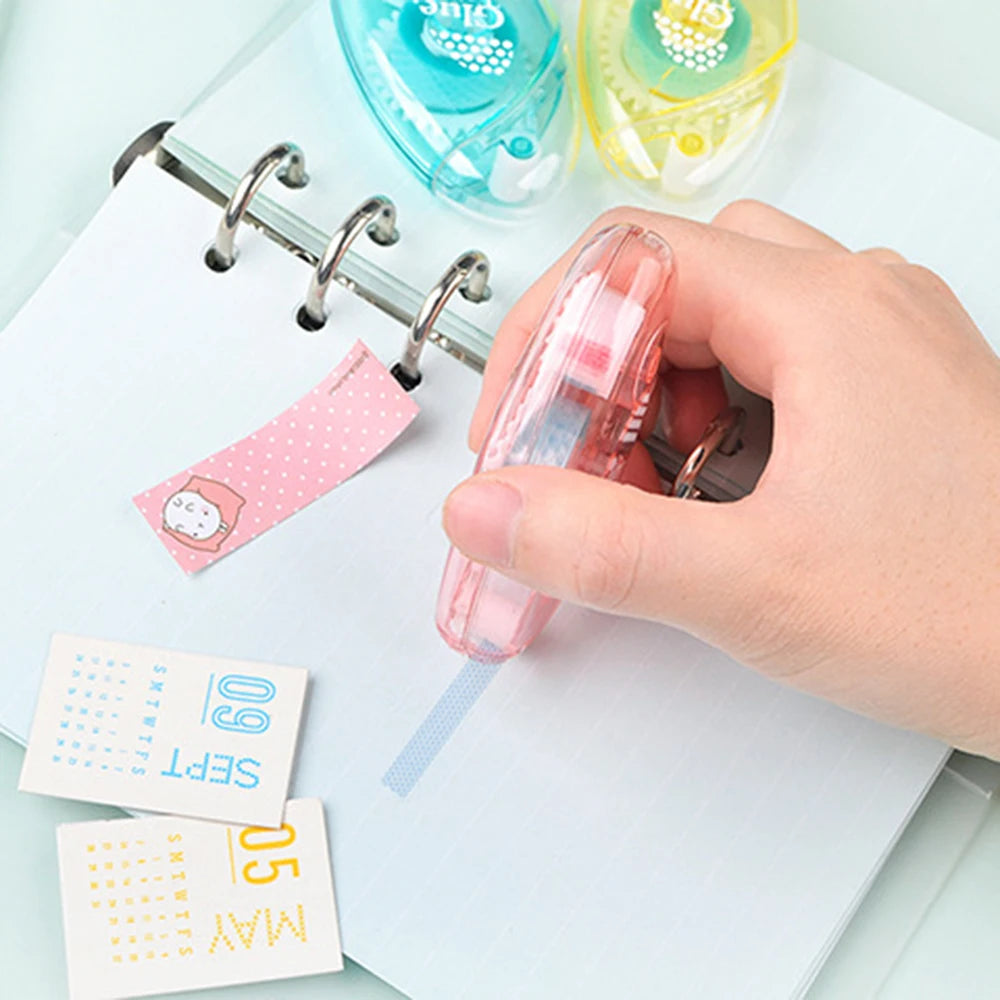 1/3Pcs Mini Glue With Dot Glue Classic Transparent Sided Tape Roller