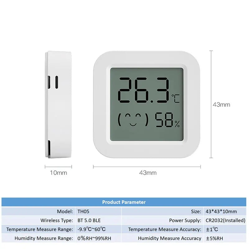 Tuya Temperature Humidity Sensor Mini LCD Display Compatible with